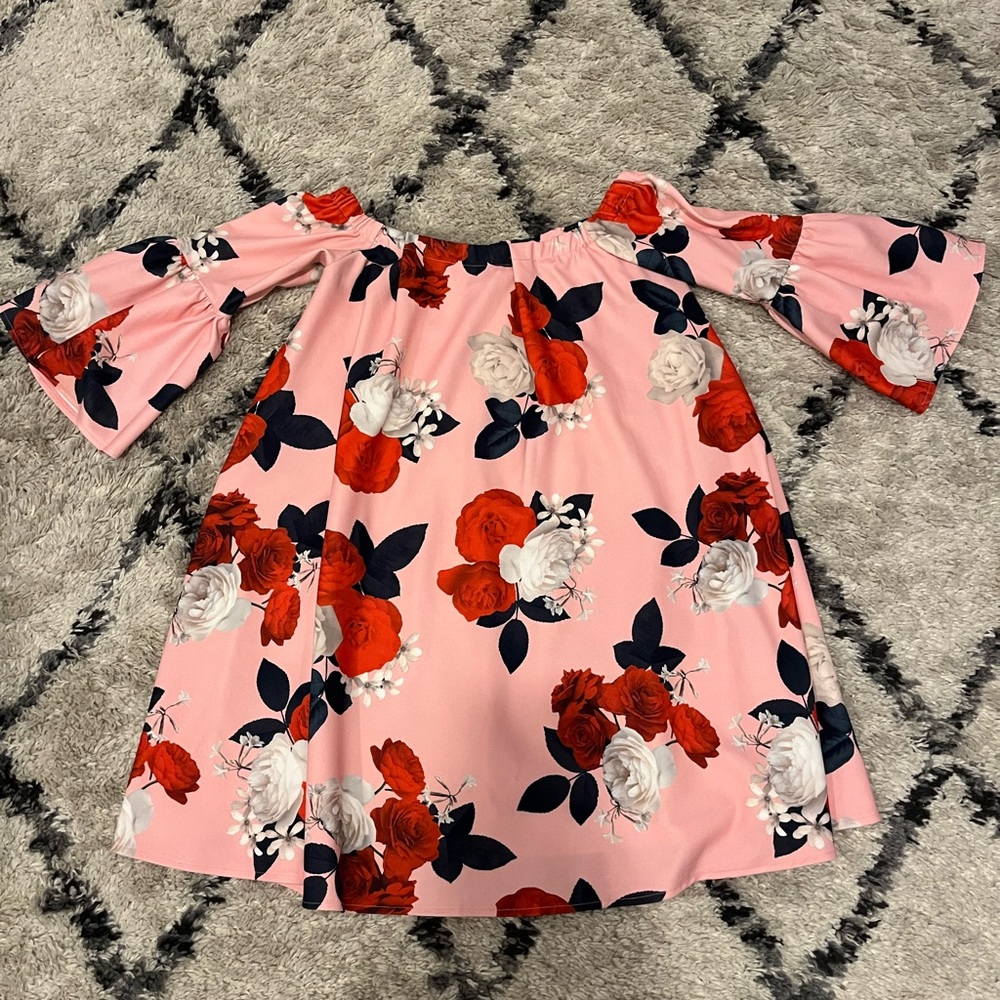 Pink Floral Print Dress
